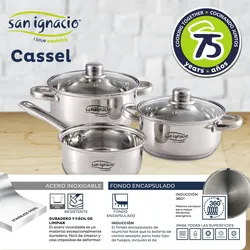 San Ignacio - Cassel – 16/18/20 cm Kochgeschirr-Set mit Küchenutensilien-Set aus Edelstahl