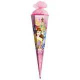 ROTH Schultüte Disney Princess 85 cm - 6-eckig, Tüllverschluss, ROT(H)-Spitze - Zuckertüte Disney Princess Schulanfang