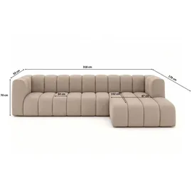 kaiser möbel Ecksofa L-Form GRAND 318 cm, stoff Salvador, Beige, Rechts - Beige