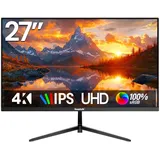 Gawfolk 4K Monitor 27 Zoll IPS Monitor 60Hz, PC Bildschirm UHD 3840 x 2160p Rahmenloses Computerbildschirm für Home Office Business, DP, HDMI, VESA 75 * 75MM