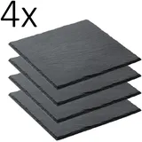 Gastro Spirit Servierplatte 4er Set Schieferplatte 25 x 25 x 0,5 cm, schwarz, (4-tlg) 25 cm x 25 cm