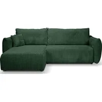 Ecksofa Atlanta mit Schlaffunktion und Bettkasten - Rechts oder Links - L-Form Taupe Schlafsofa mit Ottomane, Modernes Design - Couch Samt Cord fü...