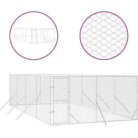 vidaXL Outdoor-Hundezwinger 4 x 8 x 2 m Stahl Silber