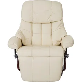 Robas Lund MCA Relaxsessel Calgary 2, Fernsehsessel Sessel, Echtleder 150kg belastbar ~ creme, Walnuss-Optik