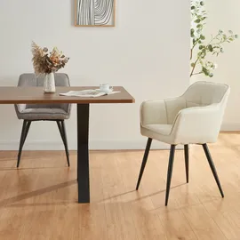 [en.casa] Esszimmerstuhl Birmingham Kunstleder beige