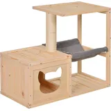 PawHut Katzenhaus Kratzbaum 70 x 35 x 60 cm natur