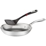 Tefal Bratpfanne E497, Edelstahl (2-tlg), (24)cm mit kratzfester Mesh Antihaftbeschichtung + Ingenio Pfannenwender, Induktionsherd geeignet, Genietete Griffe, Bratpfanne mit Antihaft Schutzgitter Backofenfest