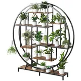 Blumenständer mit Wachstumslicht, Runden,7 Ebenen Blumentreppen160cm Hoch Pflanzenständer Metall Blumenregal für Indoor Balkon,Schwarz - Schwarz