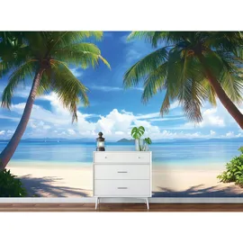 WallArena Fototapete Strand Meer 200x140 cm,