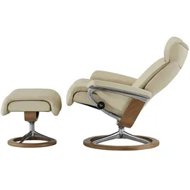 Stressless Relaxsessel Leder 91 x 112 x 84 cm creme mit Hocker