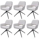 Mendler 6er-Set Esszimmerstuhl HWC-N74, Küchenstuhl, drehbar Auto-Return, Stoff Bouclé (540g/m2) MVG creme