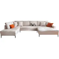 trends by hg Ecksofa TRENDS BY HG "Summer", beige (cream), B:360cm H:86cm T:196cm, Sofas, Ecksofa, in Cord-Stoff mit Metallfuß