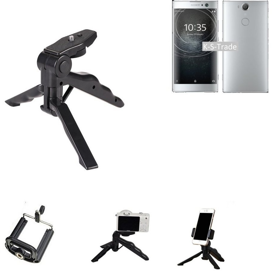 K-S-Trade für Sony Xperia XA2 Dual-SIM Smartphone-Halterung, (Stativ Tisch-Ständer Dreibein Handy-Stativ Ständer Mini-Stativ) schwarz