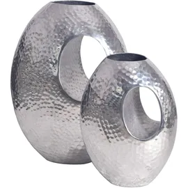 FineBuy FineBuy, Vase 2er Set Aluminium Silber