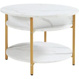 [en.casa] Couchtisch Kandas mit Hebeplatte 70x49 cm Marmoroptik, Weiß