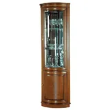 Casa Padrino Luxus Eckvitrine Braun 40 x 45 x H. 212 cm - Massivholz Eckschrank - Wohnzimmerschrank - Luxus Massivholz Wohnzimmer Möbel