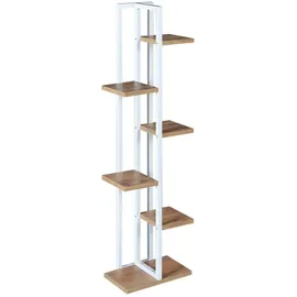 [en.casa] Blumenständer Tohmajärvi 120 x 34 x 21 cm Weiß/Walnuss