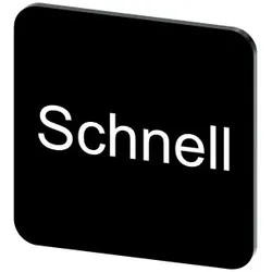 Siemens 3SU19000AF160AM0 Bezeichnungsschild 22x22mm, Schild schwarz, Beschriftung: schnell - 10 Stück