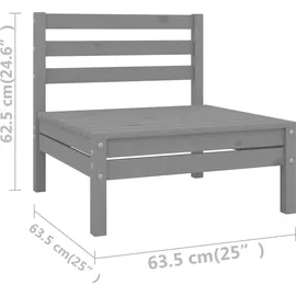 vidaXL 7-tlg. Garten-Lounge-Set Grau Massivholz Kiefer