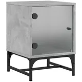 vidaXL Nachttisch mit Glastür Betongrau 35x37x50 cm vidaXL