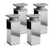 sossai® Möbelfuß Design-Möbelfüße, 4er & 8er Set, höhenverstellbar MFV1, Farbe: Chrom, (4-St), Farbe: Chrom 10 cm