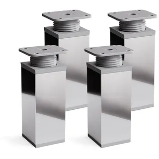 sossai® Möbelfuß Design-Möbelfüße, 4er & 8er Set, höhenverstellbar MFV1, Farbe: Chrom, (4-St), Farbe: Chrom 10 cm