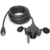 Schuko-Verteilung 3-Fach (1,5m-50m) 16A Verlängerungskabel Titanex H07RN-F 3x2,5mm2 mit PCE Stecker und 3er-Kupplung IP44, Business-Line von Event-Kabel (1,5 Meter)