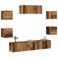 VidaXL 5-teiliges TV-Schrank-Set Wandmontage aus altem Holz