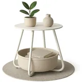 Coemo Couchtisch KOSI Weiß aus Metall mit Aufbewahrungskorb