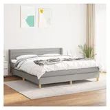vidaXL Boxspringbett mit Matratze Hellgrau 180x200 cm Stoff