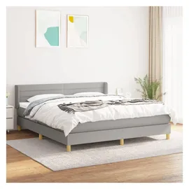vidaXL Boxspringbett mit Matratze Hellgrau 180x200 cm Stoff