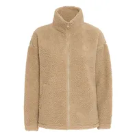 Oxmo OXTovine Damen Teddy-Jacke Übergangsjacke Jacke mit Stehkragen Eingrifftaschen Reißverschluss Loose fit - S