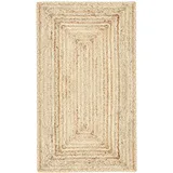 Marrakesch Orient & Mediterran Interior Jute Teppich Nora handgemacht aus Baumwolle in Natur Beige 80 x 200 cm