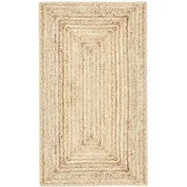 Marrakesch Orient & Mediterran Interior Jute Teppich Nora handgemacht aus Baumwolle in Natur Beige 80 x 200 cm