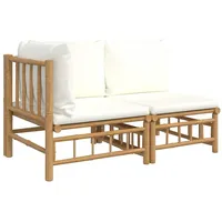 vidaXL Garten-Lounge-Set 2-tlg. weiß Bambus