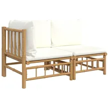 vidaXL Garten-Lounge-Set 2-tlg. weiß Bambus