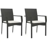 vidaXL Gartenstuhl 57,5 x 94 x 88 cm schwarz 2 St.