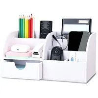 KINGFOM Büro Schreibtisch Organizer Ordnungssystem Tisch Organizer PU Leder