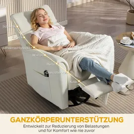 Homcom Relaxsessel Chenille 78 x 105 x 91 cm Cremeweiß elektrisch mit Liegefunktion