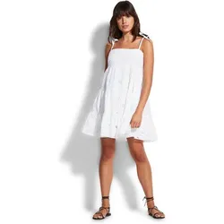 SEAFOLLY Damen Kleid Embroidery Tier Dress, White, L