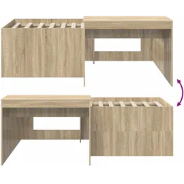vidaXL Hochbett mit Schreibtisch 90 x 200 cm Eiche braun