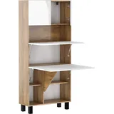 BIM Furniture Mobile libreria scrivania richiudibile salvaspazio colore rovere rustico frontali bianco lucidi homi