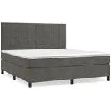 vidaXL Boxspringbett mit Matratze Dunkelgrau 160x200 cm Samt