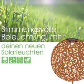 bmf-versand Solarleuchte Garten Solarlampe 2er Set Außen Kugel 28 cm LED Außenlampe Rost
