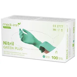Medi-Inn Classic 1000 Handschuhe, Nitril puderfrei "Green Plus" grün Größe S (93429, 10x100 Stück)