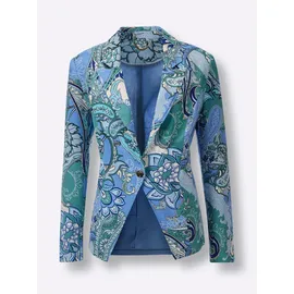 Creation L Premium Jackenblazer CREATION L PREMIUM "Seiden-Blazer", Damen, Gr. 46, himmelblau, eisblau, bedruckt, 100% Seide, Blazer