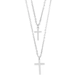 Kette mit Anhänger ADELIA ́S "Neuheit 2025 - Damen Edelstahl Halskette mit Anhänger Kreuz", silber, kreuz, Halsketten, Damen, unbekannt, Edelstahl