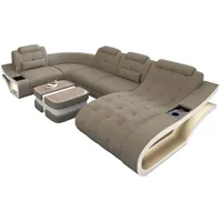 Sofa Dreams Wohnlandschaft Polster Stoffsofa Couch Elegante M - U Form Stoff Sofa, wahlweise mit Bettfunktion grau