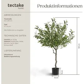 Tectake Künstlicher Olivenbaum Grün 120 cm