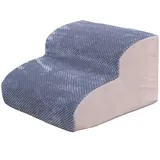 predolo 2 Stufen Haustier Hundetreppe, Haustier Kletterleiter, Abnehmbarer Waschbarer Bezug, rutschfeste Welpentreppe, Innenrampe für Couch, Auto, Bett, grau